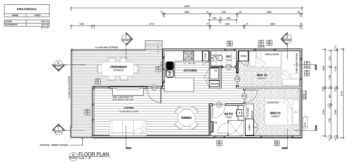The Normanville 2 Bed Cabin Floorplan The Normanville 2 Bed Cabin Floorplan
