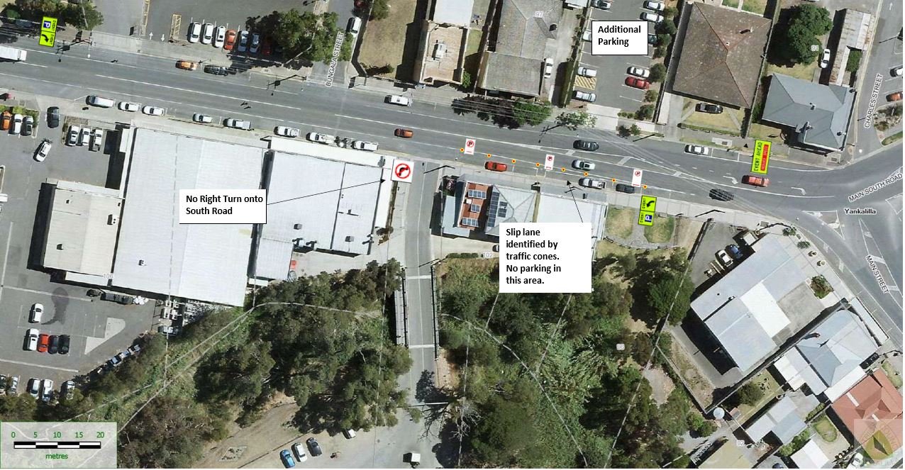 A map showing the changes to traffic conditions at the entrance to Memorial Park