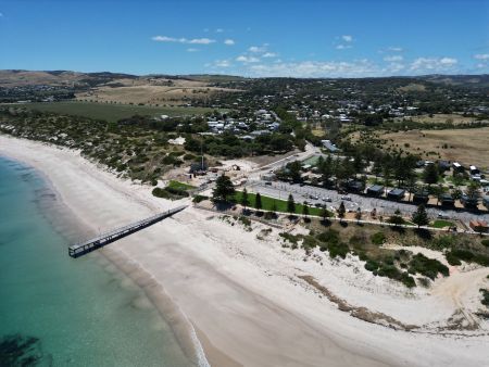 an aerial photo of the Normanville foreshore