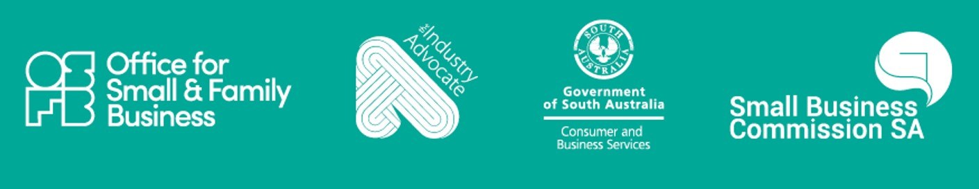 Logos for Office for Small Business & Family Business, Industry Advocate, The Government of South Australia: Consumer and Business Services and the Small Business Commission SA